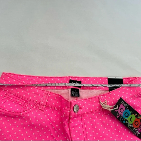 Rue 21  PINK Crop Legging Capri Pants Pink with Polka Dots Sz 9 Juniors Stretchy - Picture 4 of 6